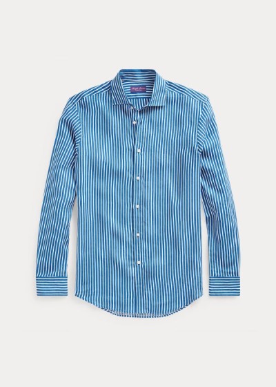 Camisa Ralph Lauren Hombre Azules / Blancos Rayas - Stripe-Print Linen - LSRYX7948